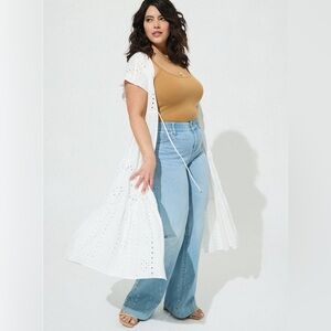 Torrid Cotton Eyelet Maxi Kimono   white